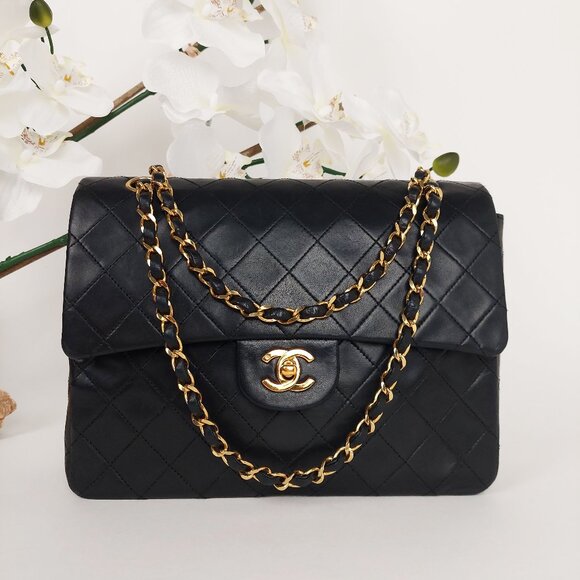CHANEL Handbags - SOLD CHANEL 25 Black Double Flap Quilted Lambskin Leather Bag